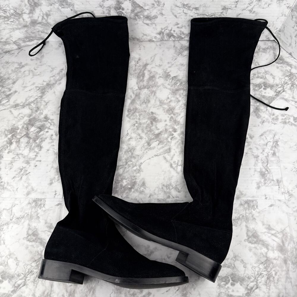 Stuart Weitzman Womens Lowland Over The Knee Boot Size 9 Black Stretch Suede‎